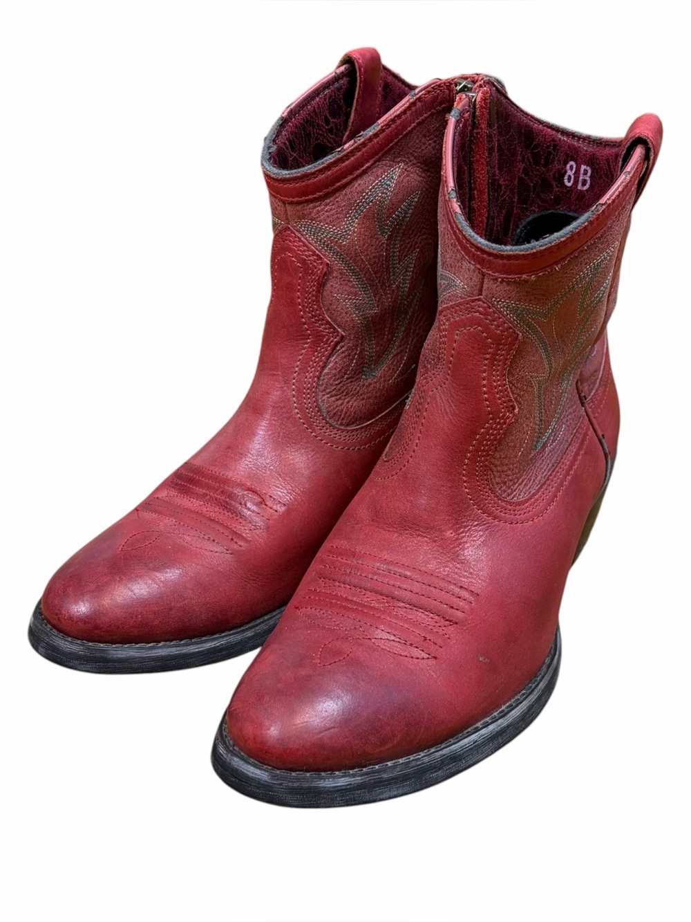Ariat Billie Unbridled Western Boots Red Leather Side Zip Nashville Sz 8 - Picture 2 of 8